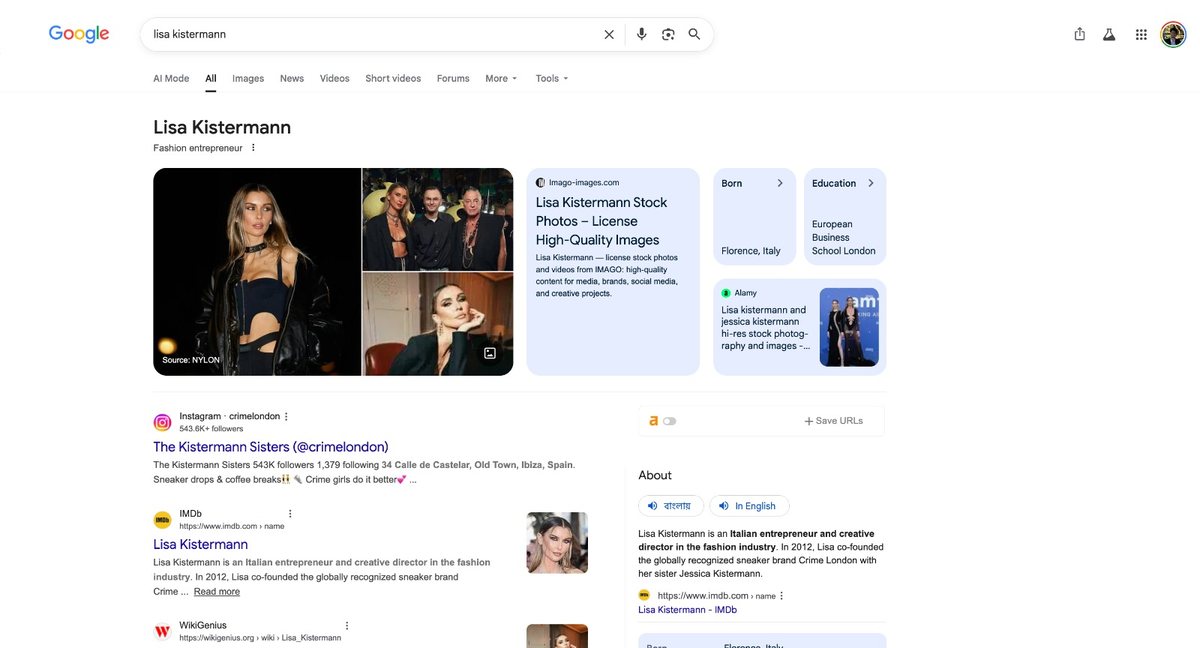 Lisa Kistermann: Google Knowledge Panel
