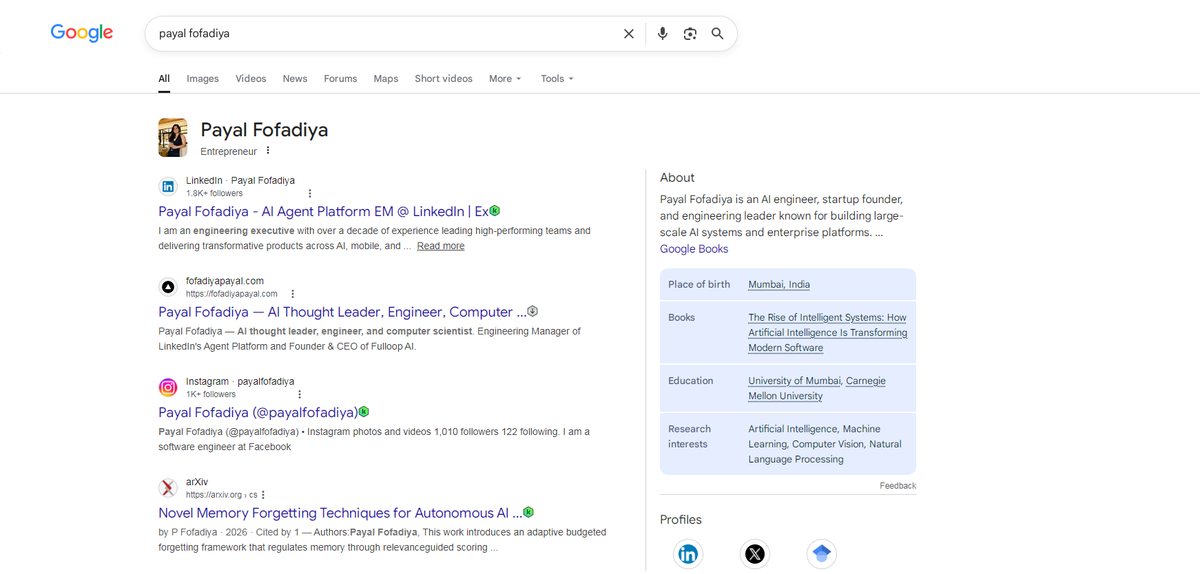 Payal Fofadiya: Google Knowledge Panel